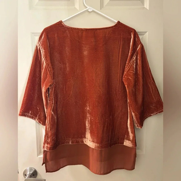 Soft Surroundings Gisella Crushed Velvet Top, Rust/Orange, Size S - Picture 6 of 7